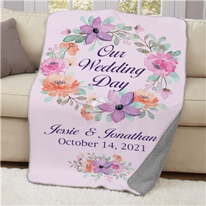 Personalized Our Wedding Day 50x60 Sherpa Blanket
