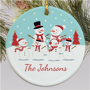 Personalized Snowman Family Ceramic Ornament