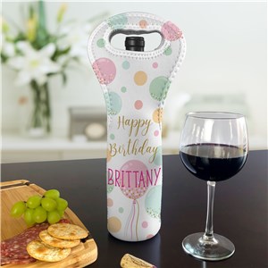 Personalized Happy Birthday Balloons Insulated Wine Gift Bag