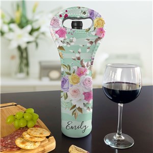 Personalized Floral Insulated Wine Gift Bag