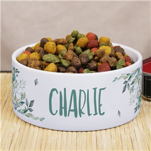 Personalized Leaves Pet Bowl