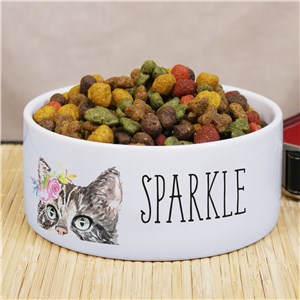 Personalized Floral Cat Pet Bowl