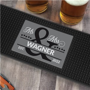 Personalized Mr and Mrs Ampersand Printed Bar Mat