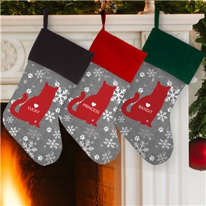 Personalized Red Cat Silhouette Stocking