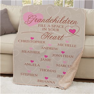 Personalized Grandchildren Fill a Space in Your Heart Sherpa Blanket