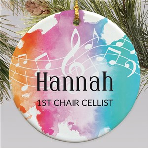 Personalized Rainbow Watercolor Music Ornament