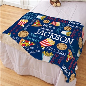 Personalized Snack and Naps with Popcorn Sherpa Blanket