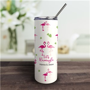 Personalized Let's Flamingle Tumbler with Straw