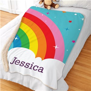 Personalized Rainbow with Stars Sherpa Blanket