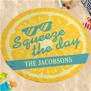 Personalized Squeeze the Day Round Beach Towel