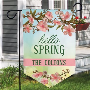 Personalized Hello Spring Pennant Garden Flag