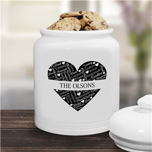 Personalized Heart Kitchen Word Art Cookie Jar