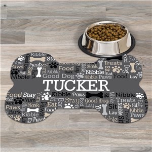 Personalized Pet Paw with Hearts static word art Dog Bone Rug