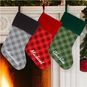 Personalized Angled Plaid with Name Stocking