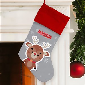 Personalized Reindeer Red Cuff Stocking