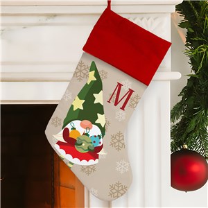 Personalized Gnome with Ornament Red Cuff Stocking