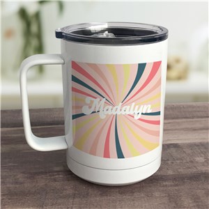 Personalized Retro Sunburst Insulated Travel Mug