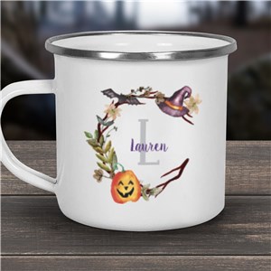 Personalized Witch's Hat Wreath Camper Mug