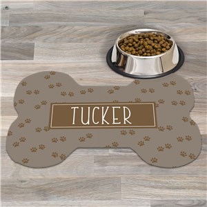 Personalized Brown Paws with Name Dog Bone Rug