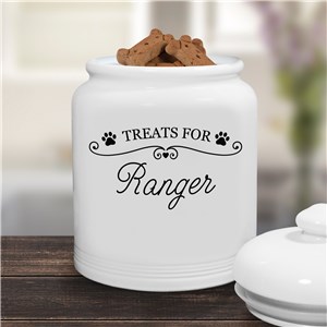 Personalized Treats for with Paws and Flourishes Treat Jar