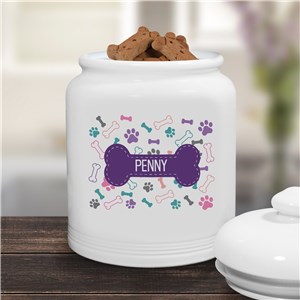 Personalized Stitched Bone with Name Treat Jar