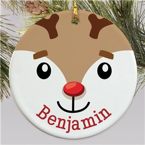 Personalized Reindeer Round Ornament