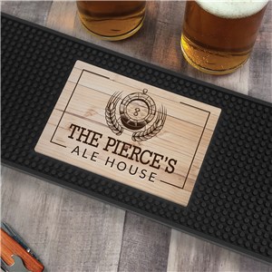 Personalized Wood Background Ale House Bar Mat