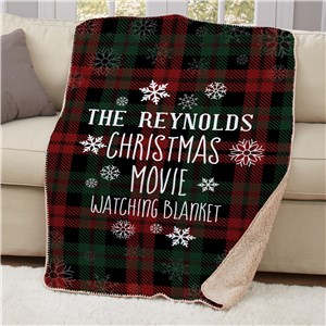 Personalized Christmas Movie Snowflakes Plaid Sherpa Blanket