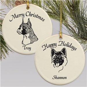 Personalized Dog Breed Holiday Ornament