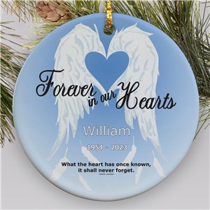Forever In Our Hearts Personalized Memorial Christmas Ornament
