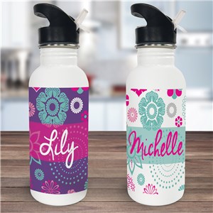 Personalized Floral Water Bottle