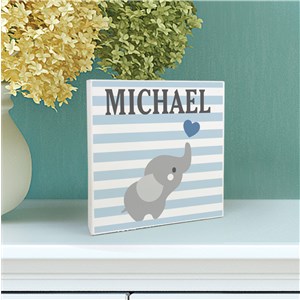 Personalized Elephant Striped 6x6 Table Top Sign