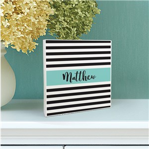 Personalized Baby Stripes 6x6 Table Top Sign