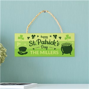 Personalized Happy St. Patrick's Day Rope Hanging Sign