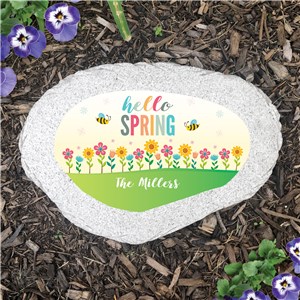 Personalized Hello Spring Flat Garden Stone 
