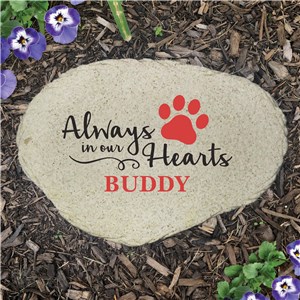 Personalized Always In Our Hearts Paw Flat Garden Stone