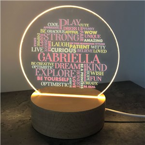 Personalized Girl Words Round LED Sign