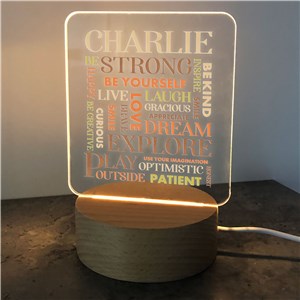 Personalized Boy Words Square Light Up Sign