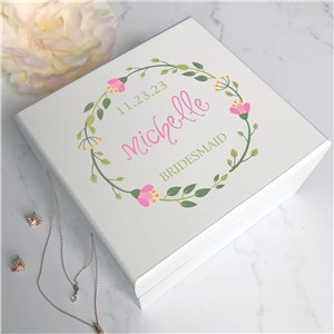 Personalized Floral Wreath Party Square Jewelry Box