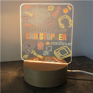 Personalized Play Sleep Repeat Square Light Up Sign