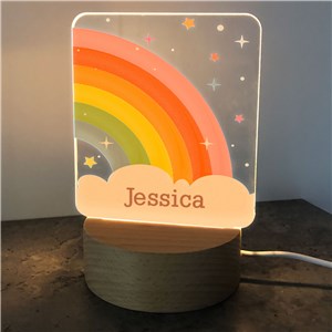 Personalized Rainbow with Stars Square Light Up Sign