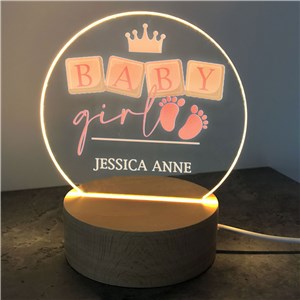 Personalized Baby Crown Round Light Up Sign