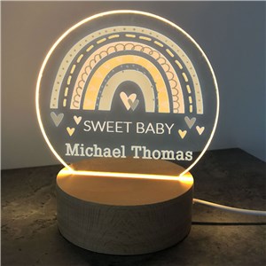 Personalized Sweet Baby Rainbow Round Light Up Sign