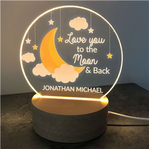 Personalized To the Moon and Back Round Light Up Sign