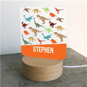 Personalized Detailed Dino with Name Square Light Up Sign