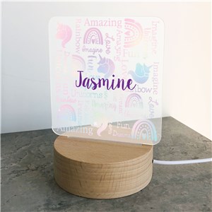 Personalized Watercolor Unicorn and Rainbow Light Up Sign