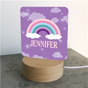 Personalized Rainbow with Stars and clouds Light Up Sign