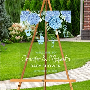 Personalized Hydrangeas with Baby Icons Acrylic Sign