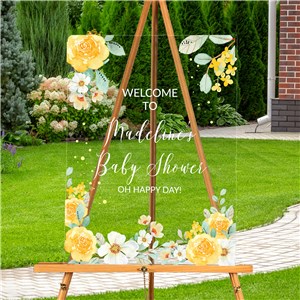 Personalized Yellow and White Floral Acrylic Sign