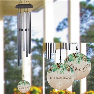 Personalized Noel with Pinecones Wind Chime